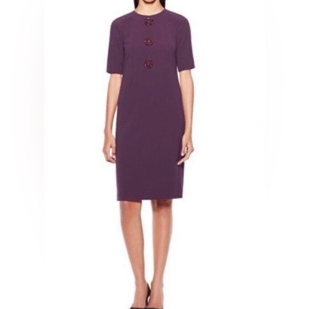 Tory Burch Purple Raine Embellished Shift Dress